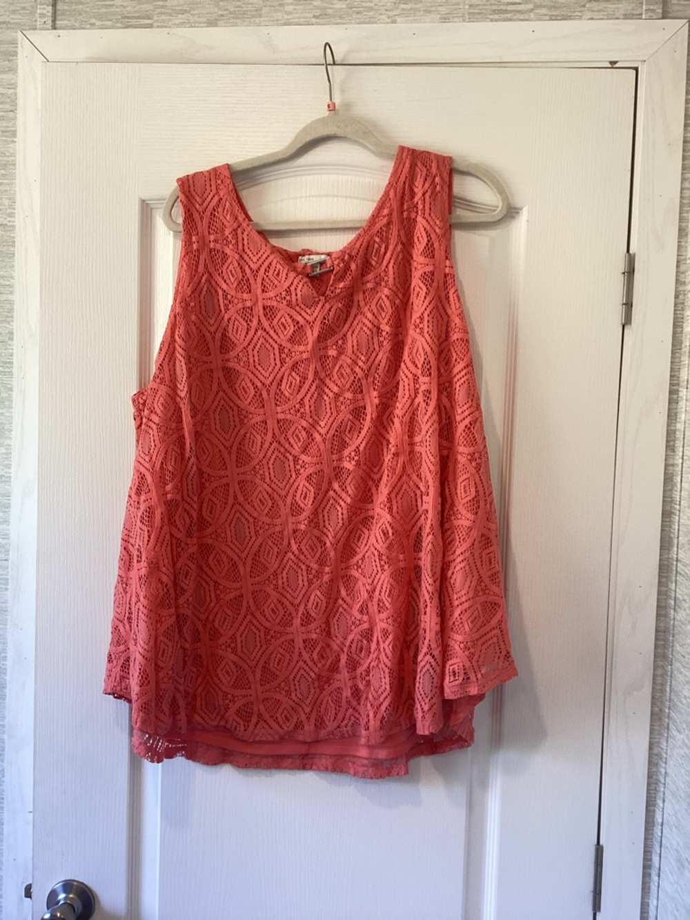 Cato Coral Lace Sleeveless Blouse 26/28WEuc